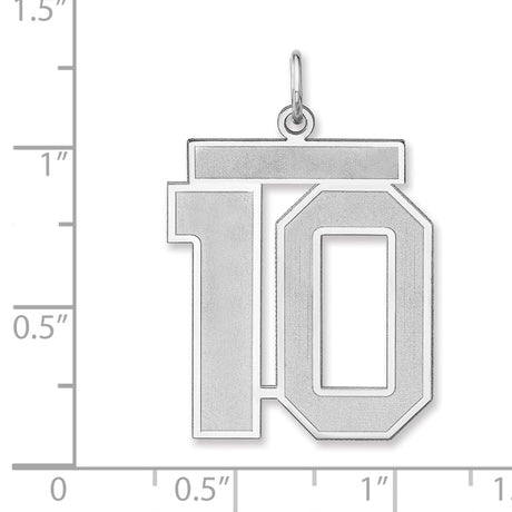 Satin Number 10 Charm Pendant in Real 925 Sterling Silver