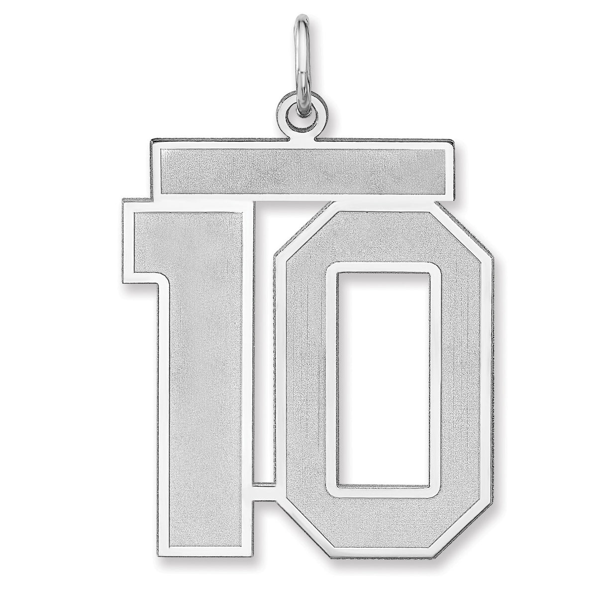 Satin Number 10 Charm Pendant in Real 925 Sterling Silver