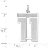 Satin Number 11 Charm Pendant in Real 925 Sterling Silver