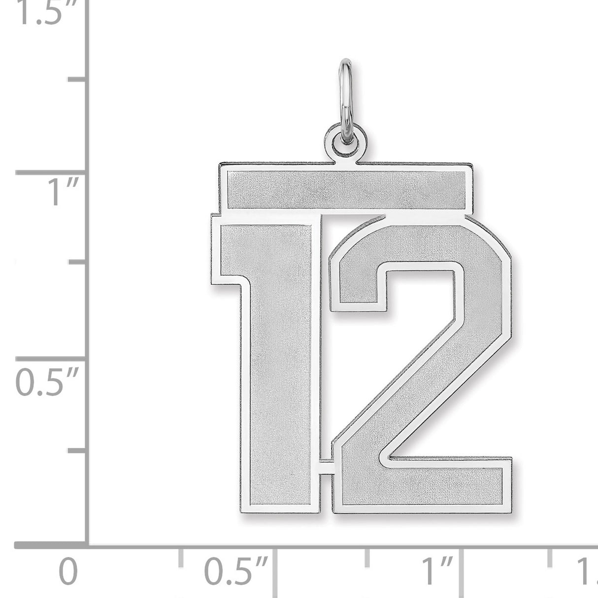 Satin Number 12 Charm Pendant in Real 925 Sterling Silver