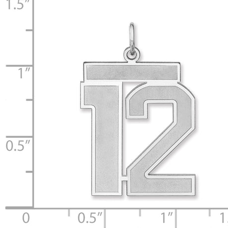Satin Number 12 Charm Pendant in Real 925 Sterling Silver