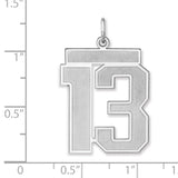 Satin Number 13 Charm Pendant in Real 925 Sterling Silver