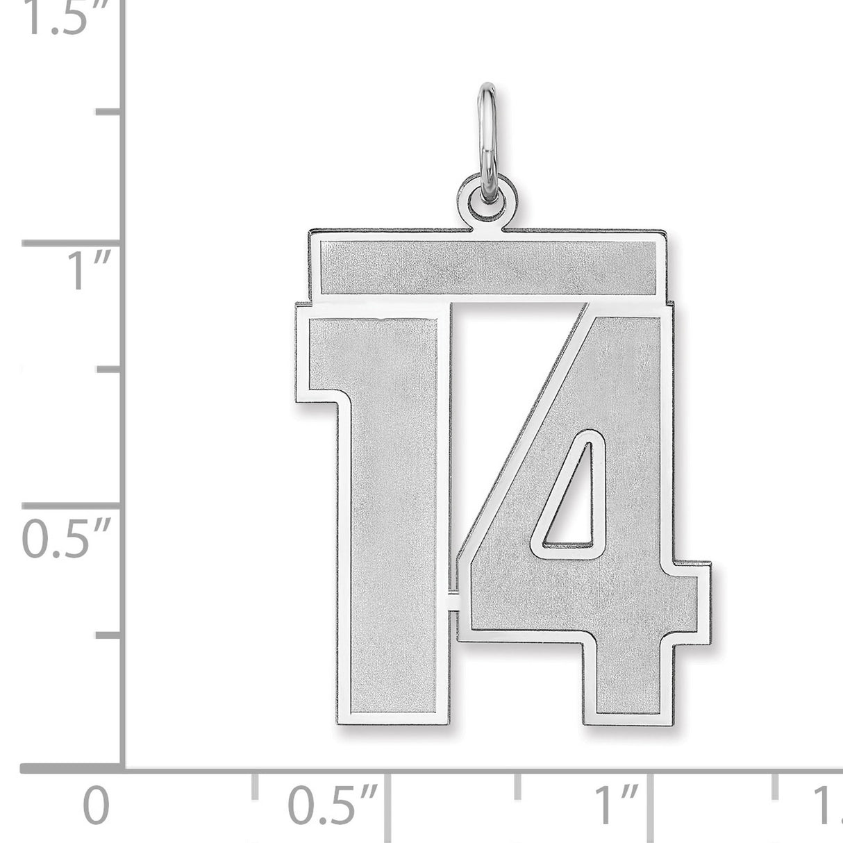 Satin Number 14 Charm Pendant in Real 925 Sterling Silver