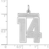 Satin Number 14 Charm Pendant in Real 925 Sterling Silver