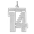 Satin Number 14 Charm Pendant in Real 925 Sterling Silver