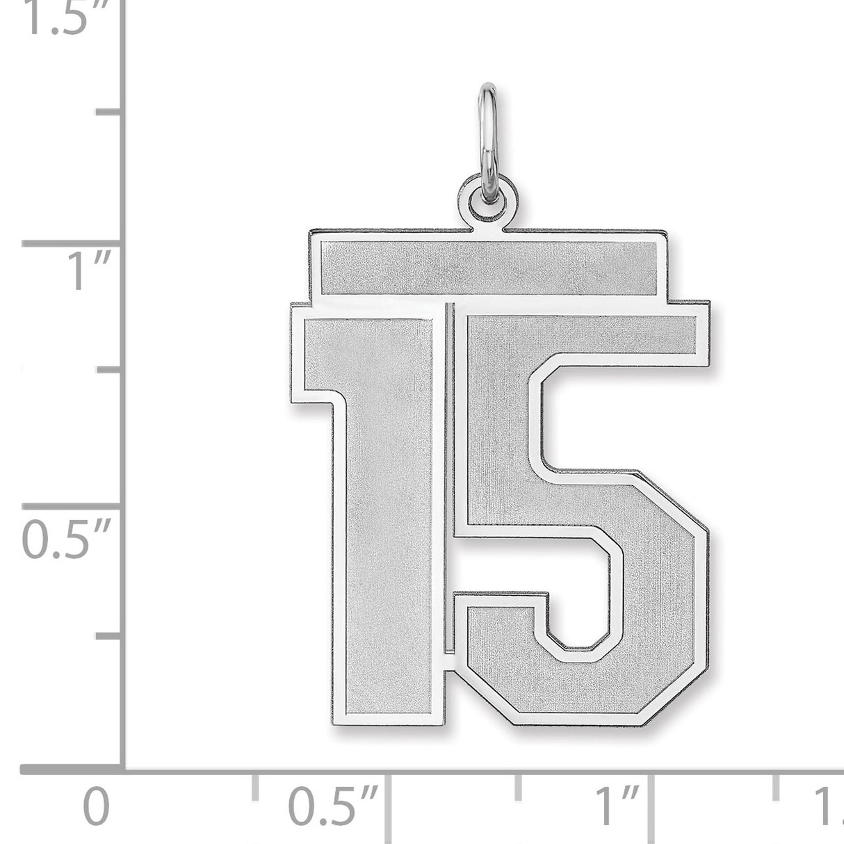 Satin Number 15 Charm Pendant in Real 925 Sterling Silver