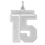 Satin Number 15 Charm Pendant in Real 925 Sterling Silver