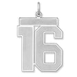 Satin Number 16 Charm Pendant in Real 925 Sterling Silver
