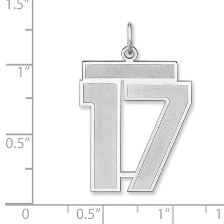 Satin Number 17 Charm Pendant in Real 925 Sterling Silver