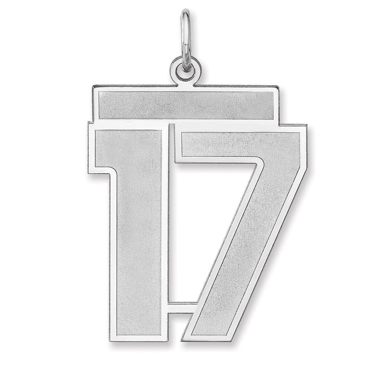Satin Number 17 Charm Pendant in Real 925 Sterling Silver