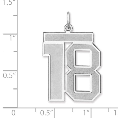 Satin Number 18 Charm Pendant in Real 925 Sterling Silver