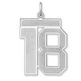 Satin Number 18 Charm Pendant in Real 925 Sterling Silver