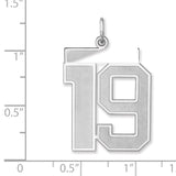 Satin Number 19 Charm Pendant in Real 925 Sterling Silver