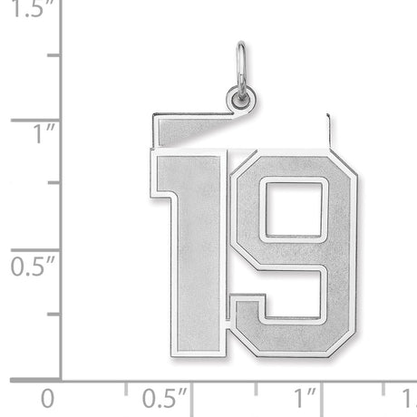 Satin Number 19 Charm Pendant in Real 925 Sterling Silver