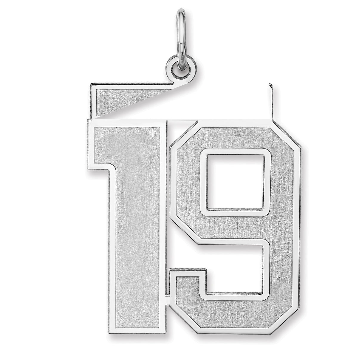 Satin Number 19 Charm Pendant in Real 925 Sterling Silver