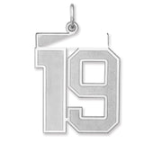 Satin Number 19 Charm Pendant in Real 925 Sterling Silver