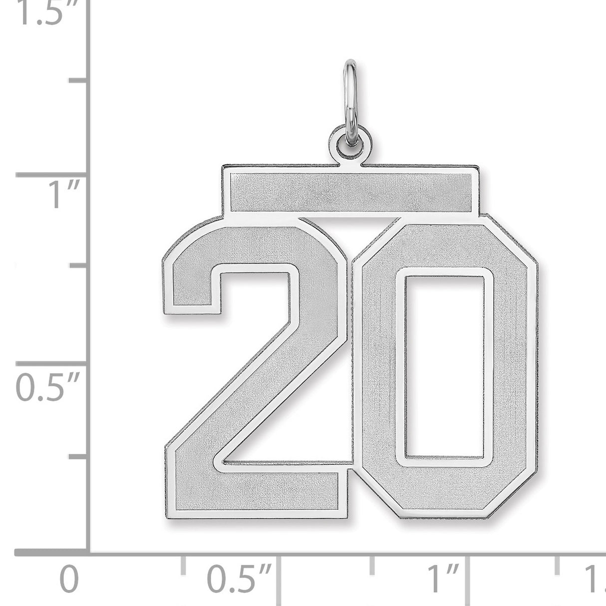 Satin Number 20 Charm Pendant in Real 925 Sterling Silver