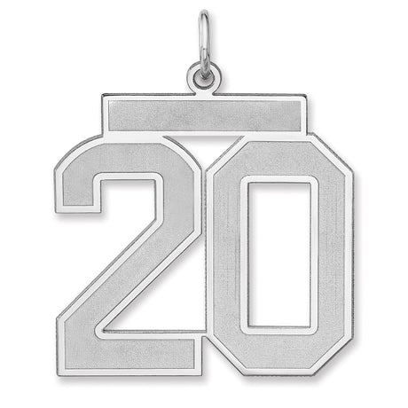 Satin Number 20 Charm Pendant in Real 925 Sterling Silver