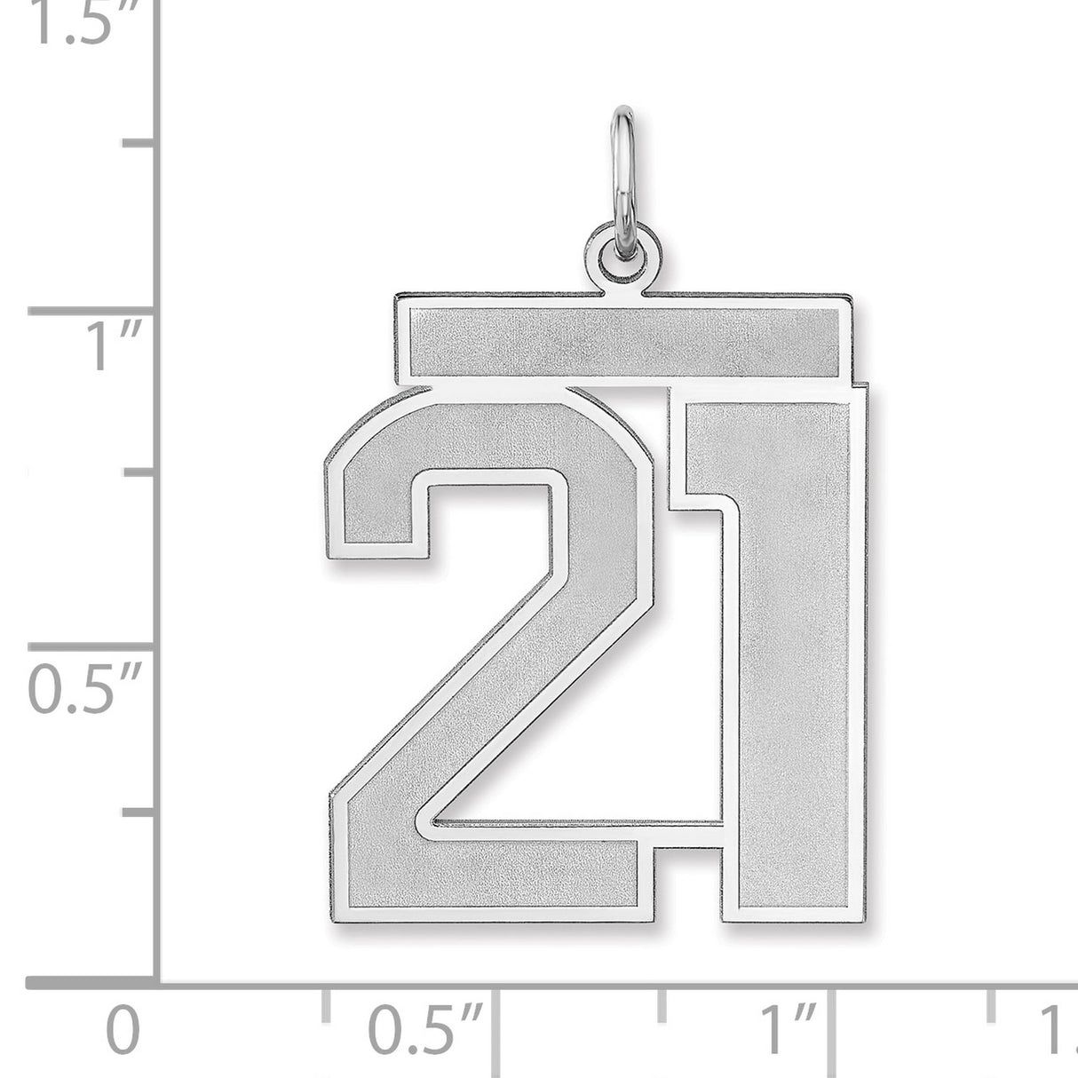 Satin Number 21 Charm Pendant in Real 925 Sterling Silver