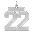Satin Number 22 Charm Pendant in Real 925 Sterling Silver