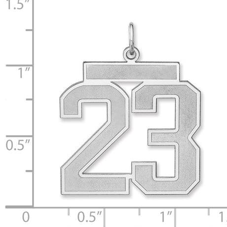 Satin Number 23 Charm Pendant in Real 925 Sterling Silver