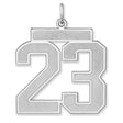 Satin Number 23 Charm Pendant in Real 925 Sterling Silver