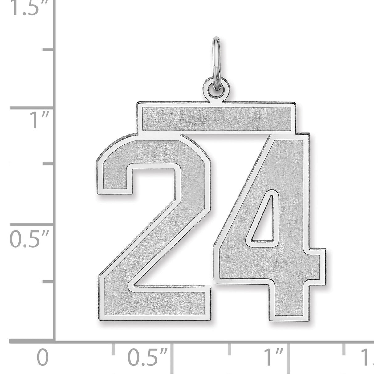 Satin Number 24 Charm Pendant in Real 925 Sterling Silver