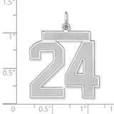 Satin Number 24 Charm Pendant in Real 925 Sterling Silver