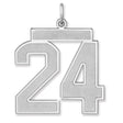 Satin Number 24 Charm Pendant in Real 925 Sterling Silver