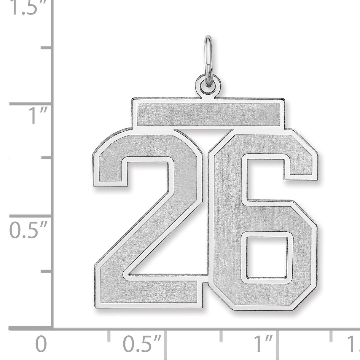 Satin Number 26 Charm Pendant in Real 925 Sterling Silver