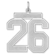 Satin Number 26 Charm Pendant in Real 925 Sterling Silver
