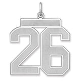 Satin Number 26 Charm Pendant in Real 925 Sterling Silver