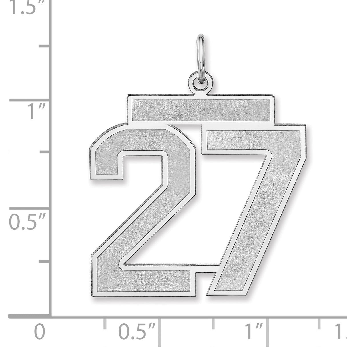 Satin Number 27 Charm Pendant in Real 925 Sterling Silver