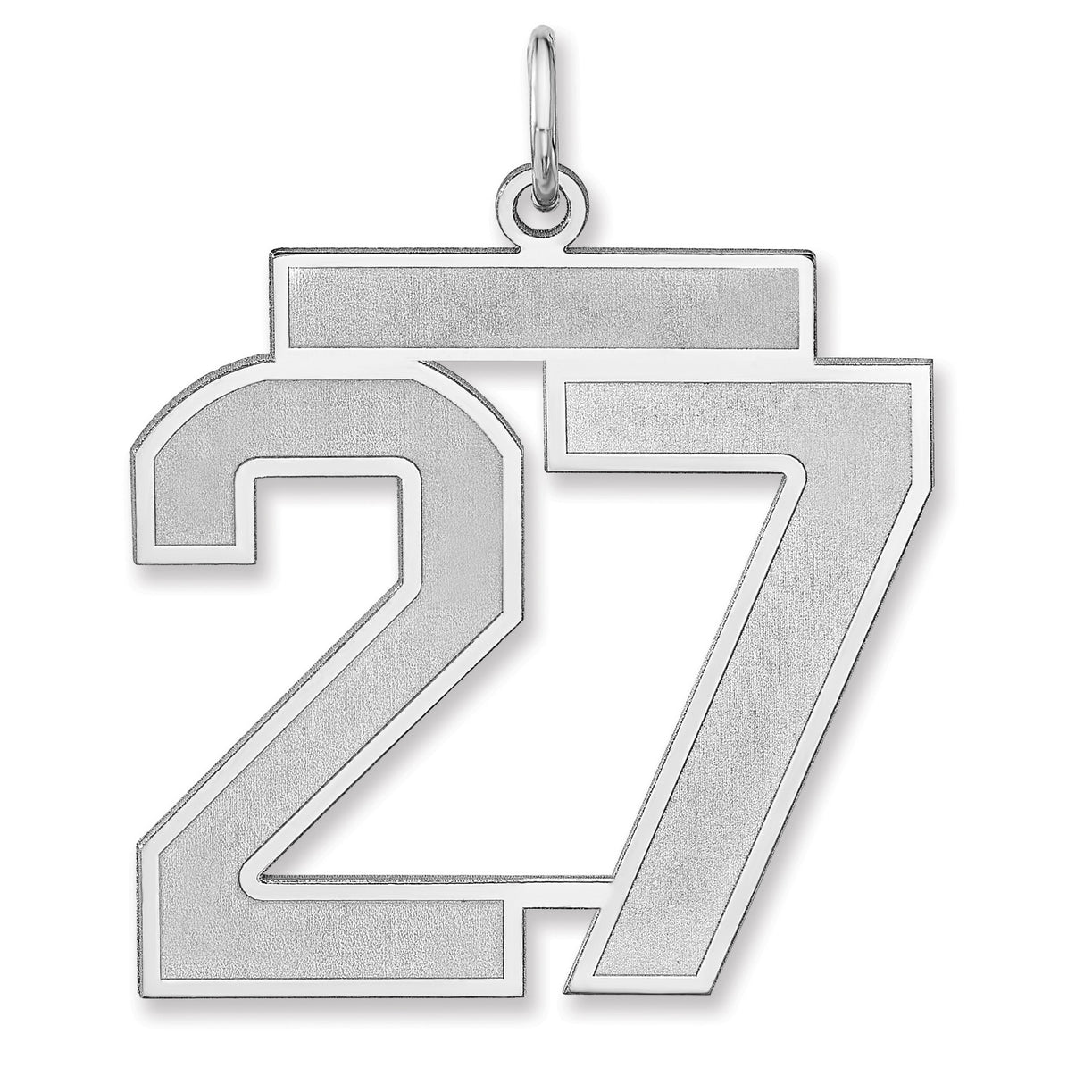 Satin Number 27 Charm Pendant in Real 925 Sterling Silver