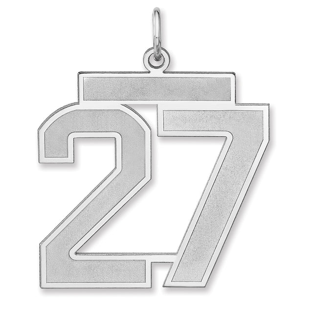 Satin Number 27 Charm Pendant in Real 925 Sterling Silver