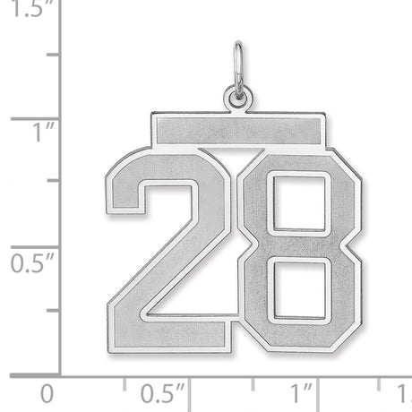 Satin Number 28 Charm Pendant in Real 925 Sterling Silver