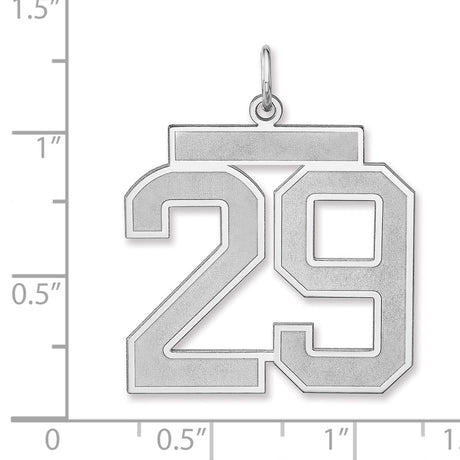 Satin Number 29 Charm Pendant in Real 925 Sterling Silver