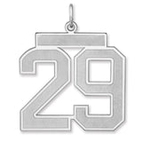 Satin Number 29 Charm Pendant in Real 925 Sterling Silver