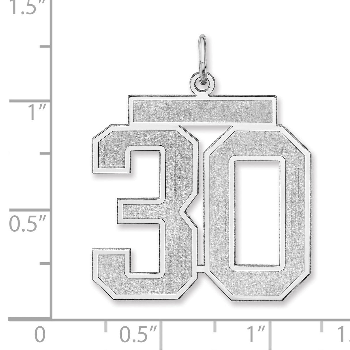 Satin Number 30 Charm Pendant in Real 925 Sterling Silver