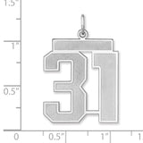 Satin Number 31 Charm Pendant in Real 925 Sterling Silver