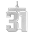 Satin Number 31 Charm Pendant in Real 925 Sterling Silver