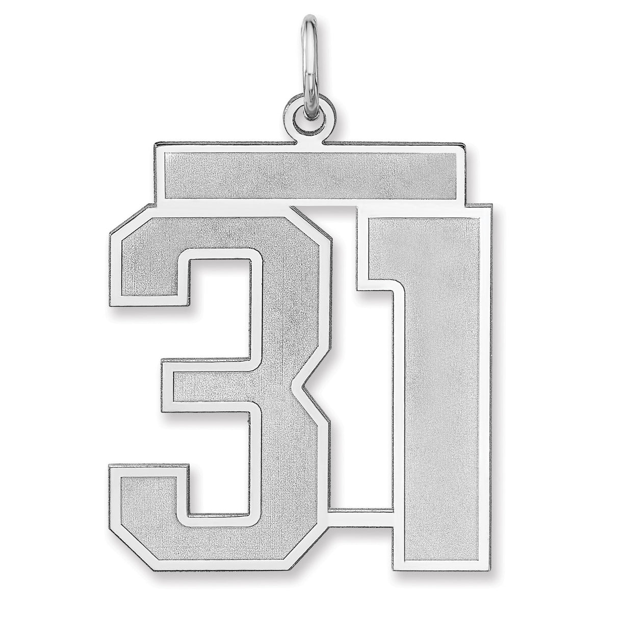 Satin Number 31 Charm Pendant in Real 925 Sterling Silver