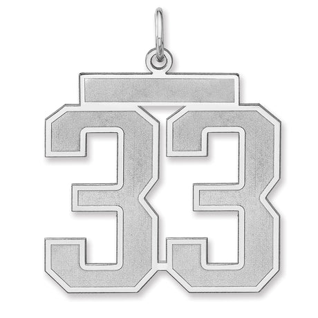 Satin Number 33 Charm Pendant in Real 925 Sterling Silver