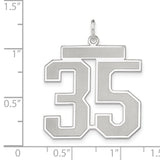 Satin Number 35 Charm Pendant in Real 925 Sterling Silver