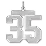 Satin Number 35 Charm Pendant in Real 925 Sterling Silver