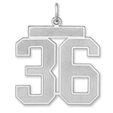 Satin Number 36 Charm Pendant in Real 925 Sterling Silver