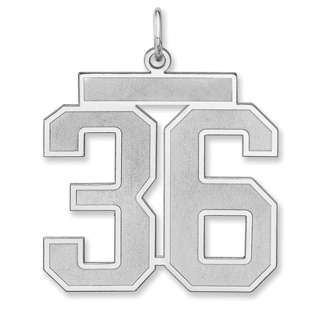 Satin Number 36 Charm Pendant in Real 925 Sterling Silver
