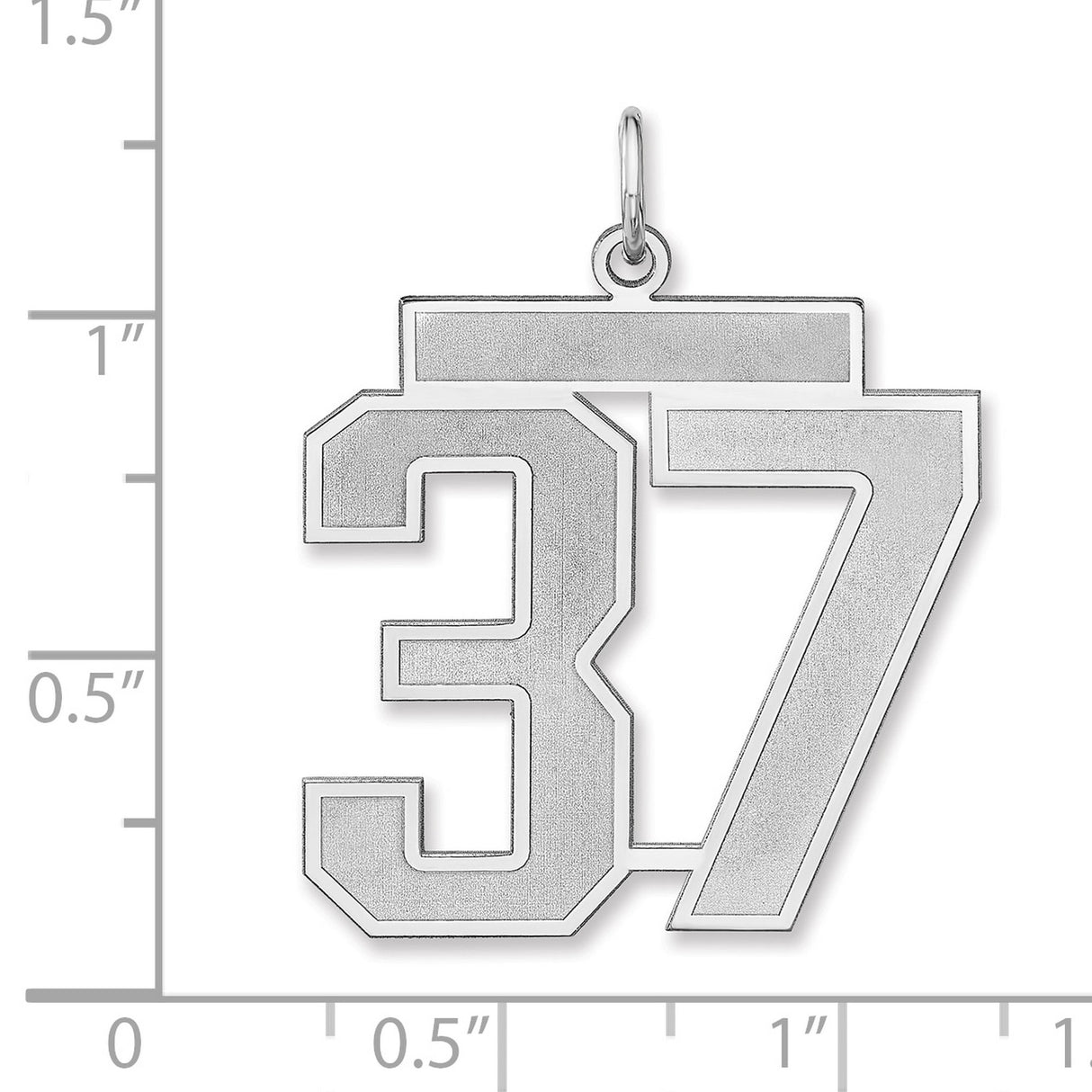 Satin Number 37 Charm Pendant in Real 925 Sterling Silver