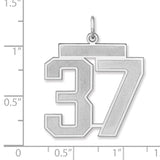 Satin Number 37 Charm Pendant in Real 925 Sterling Silver