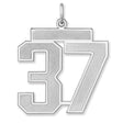 Satin Number 37 Charm Pendant in Real 925 Sterling Silver